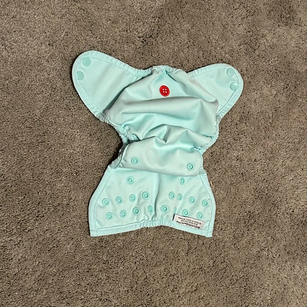 Mint green Buttons Cloth Diaper Cover with Inserts